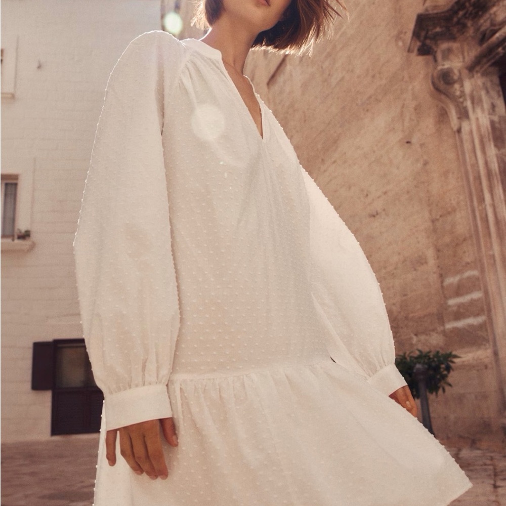 100% Cotton Summer white dress plumetis